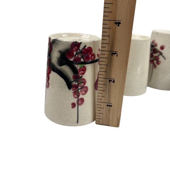 VTG 50s Japanese Tea Set Cups of 6 Sake Floral Porcelain Hand Painted - Picture 6 of 7